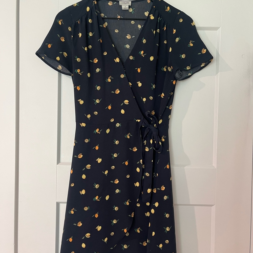 J. Crew Blue and Yellow Lemon Dress